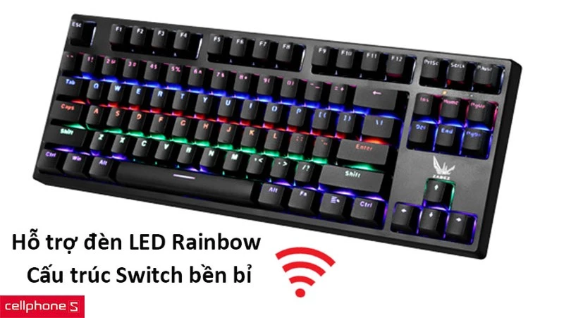 Hỗ trợ đèn LED Rainbow tùy chỉnh cùng cấu trúc Switch bền bỉ