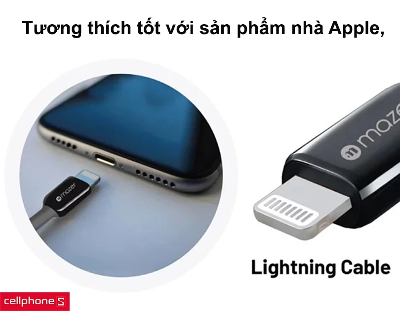 Cáp Mazer Alu.Dura.Tek USB-C to Lightning 1.2m 30W – Sạc nhanh tiện dụng