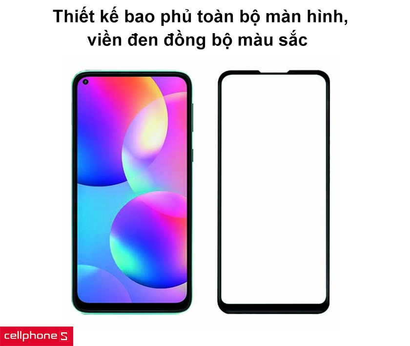Thiết kế bao phủ toàn bộ màn hình, viền đen đồng bộ màu sắc