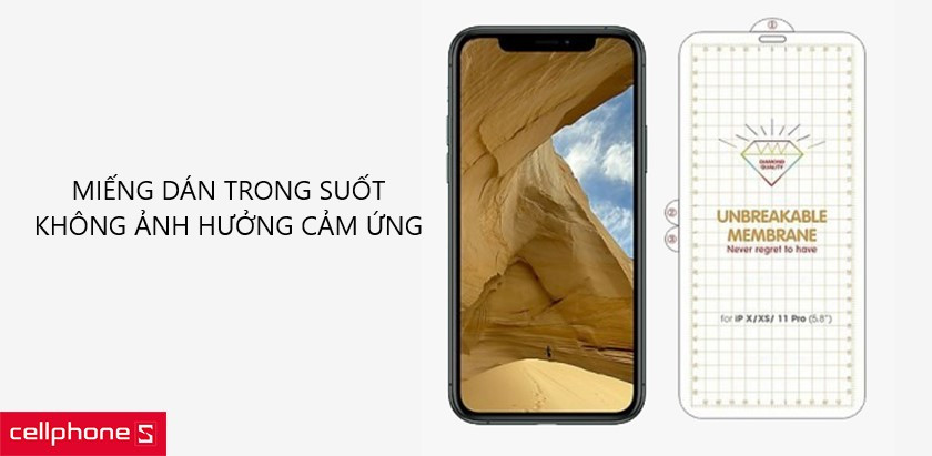 Miếng dán mỏng, trong suốt, không ảnh hưởng hiển thị