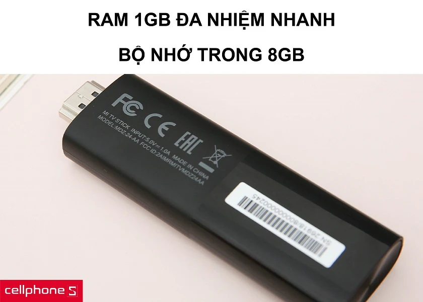 Ram 1GB thoải mái đa nhiệm cùng bộ nhớ trong 8GB sử dụng lưu trữ ứng dụng