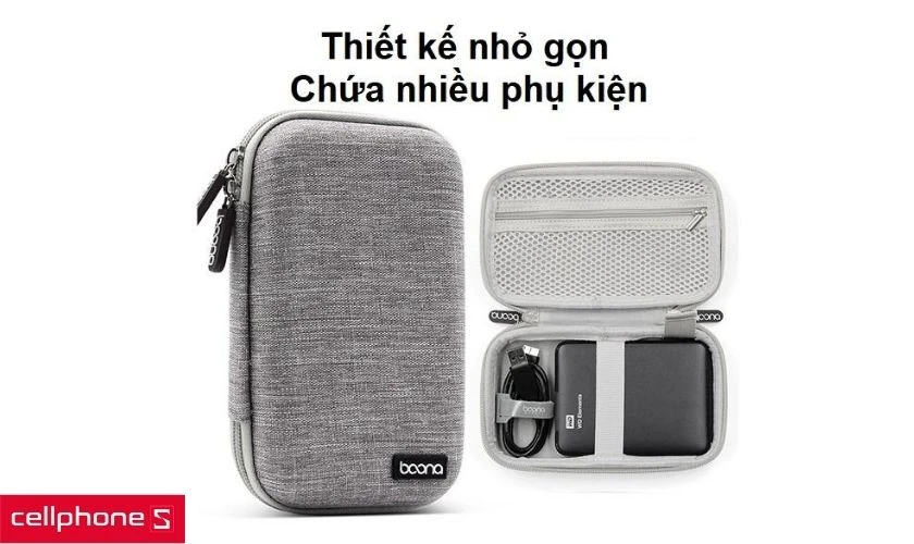 Thiết kế chữ nhật rộng rãi nhưng nhỏ gọn và đa năng chứa các phụ kiện khác