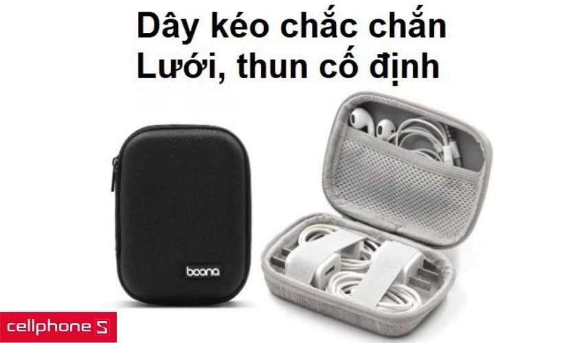 Dây kéo chắc chắn, thun và lưới cố định giúp phụ kiện không bị xóc khi di chuyển