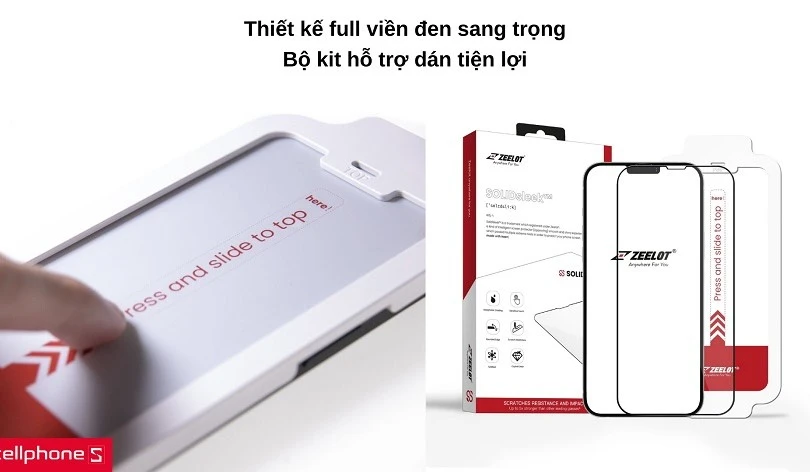 Dán cường lực iPhone 13 Pro Max Zeelot SOLIDsleek kèm kit dán