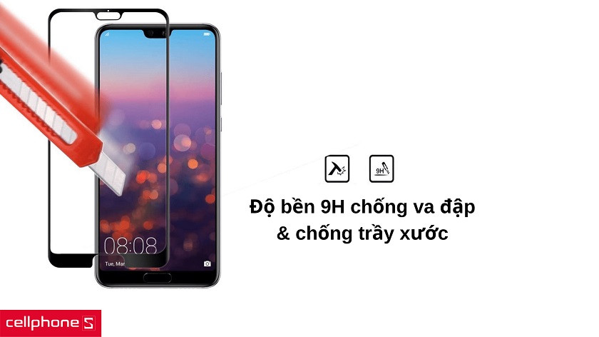 Độ bền 9H chống xước & chống va đập bảo vệ màn hình tối ưu