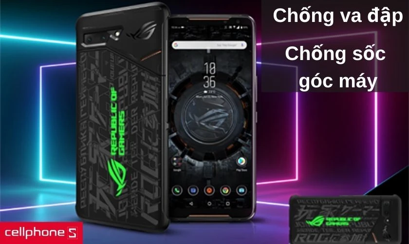 Chất liệu nhựa cứng chống va đập và thiết kế đệm chống sốc ở góc máy