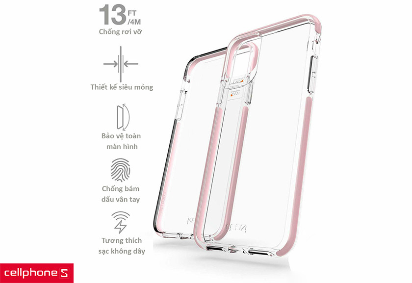 Lớp phủ UV ở mặt lưng, hạn chế bụi bẩn, trầy xước, tương thích sạc không dây