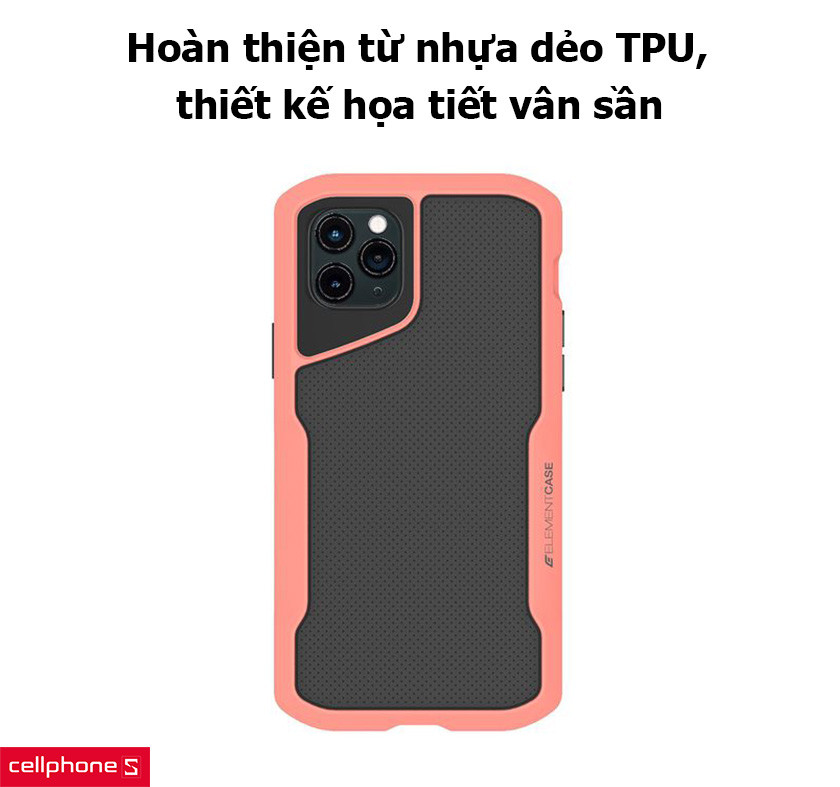 Hoàn thiện từ nhựa dẻo TPU, thiết kế họa tiết vân sần