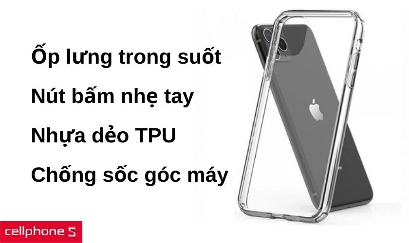 Kiểu ốp lưng trong suốt và thiết kế vị trí nút bấm chính xác