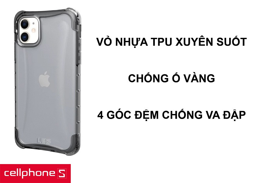 Thiết kế vỏ nhựa xuyên suốt ôm chắc máy cùng phần viền đệm khí chống va đập