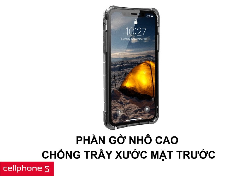Viền trước nhô cao bảo vệ mặt kính cùng phần bọc nút bấm phản hồi tốt