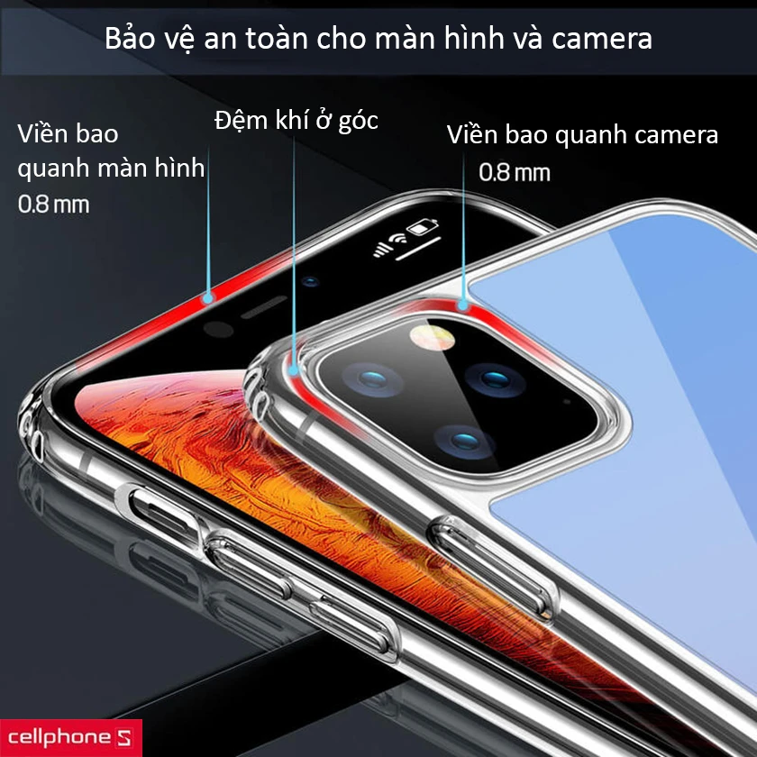 Thiết kế đệm khí ở 4 góc, khung viền máy và camera nhô cao bảo vệ tối đa cho máy