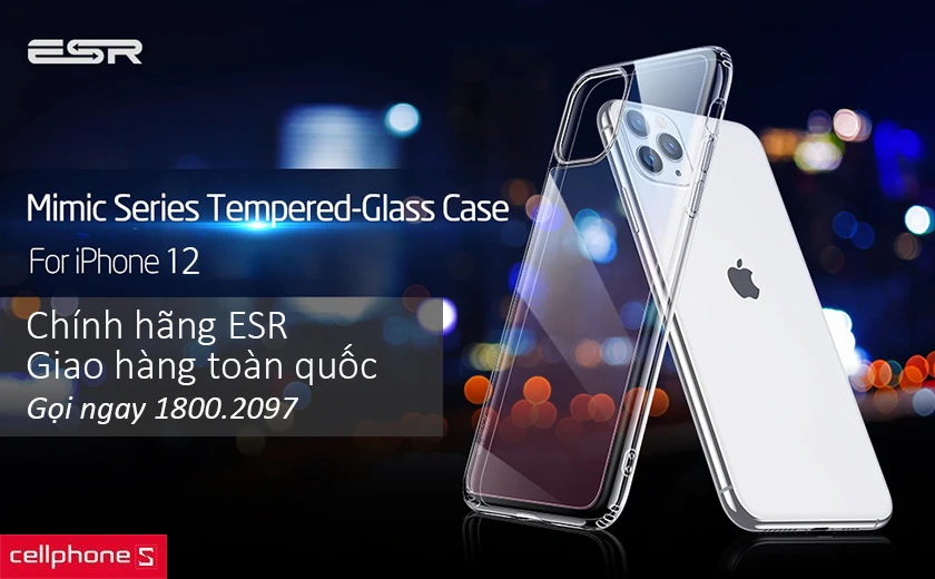 Mua ốp lưng ESR Mimic Tempered Glass Clear cho iPhone 12 chính hãng, chất lượng tại hệ thống CellphoneS
