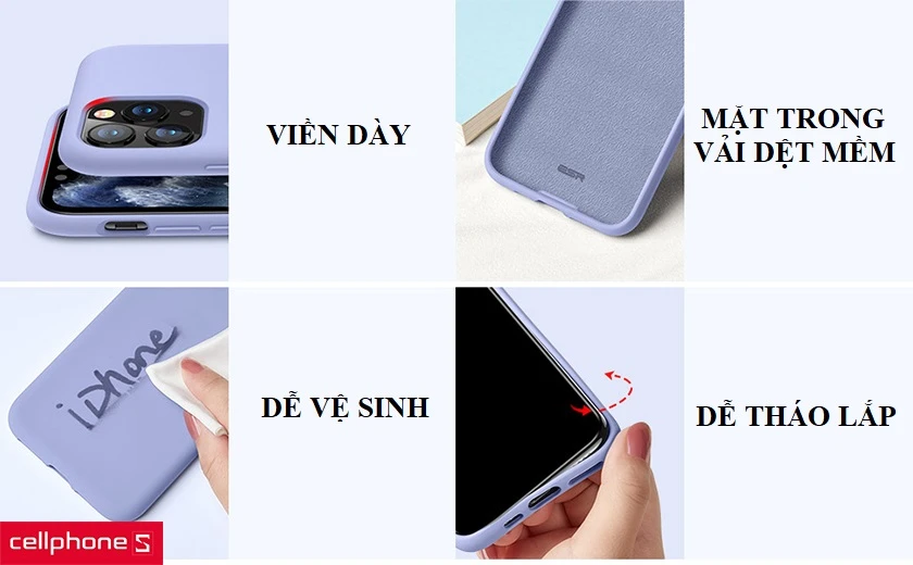 Dễ dàng vệ sinh, đeo vào máy đồng thời viền dày bảo vệ được camera cũng như màn hình