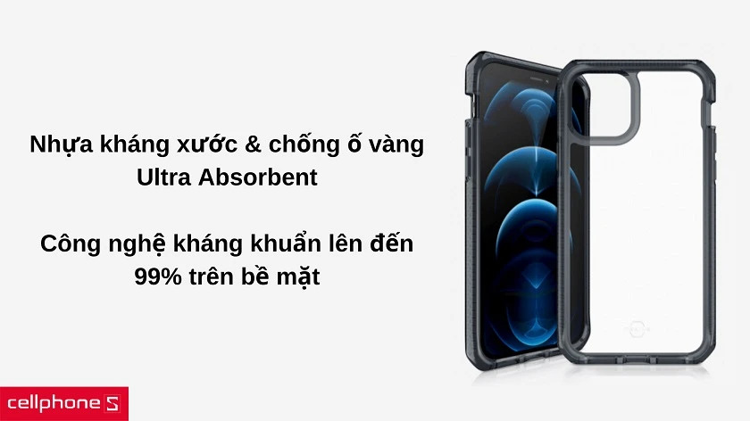 Chất liệu nhựa Ultra Absorbent cao cấp, mặt lưng trong suốt với công nghệ kháng khuẩn tiên tiến