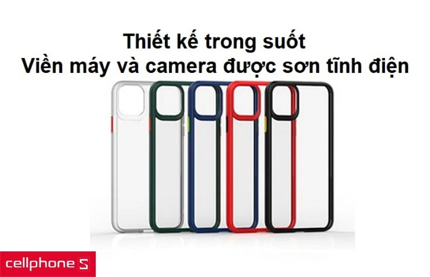 Thiết kế trong suốt nổi bật lưng máy, viền máy và camera được sơn tĩnh điện với màu sắc bắt mắt
