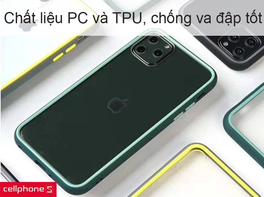 Chất liệu nhựa cứng PC và nhựa dẻo TPU giúp máy dễ dàng tháo lắp, đàn hồi cao giúp chống va đập tốt