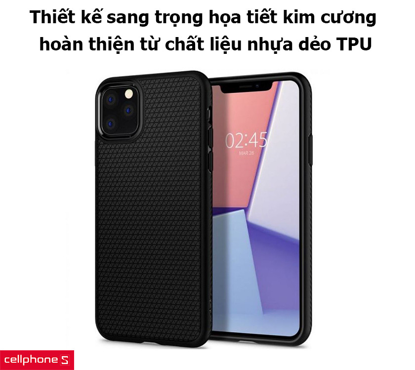 Thiết kế sang trọng họa tiết kim cương, hoàn thiện từ chất liệu nhựa dẻo TPU