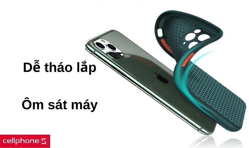 Chất liệu nhựa dẻo dễ tháo lắp và ôm sát máy giúp chống sốc tốt