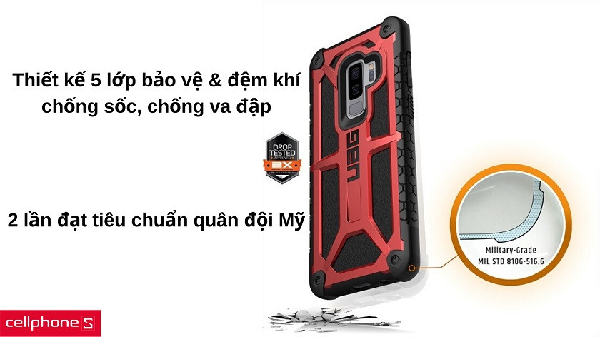 Chống sốc, chống va đập hiệu quả với 5 lớp bảo vệ & độ bền đạt chuẩn quân đội