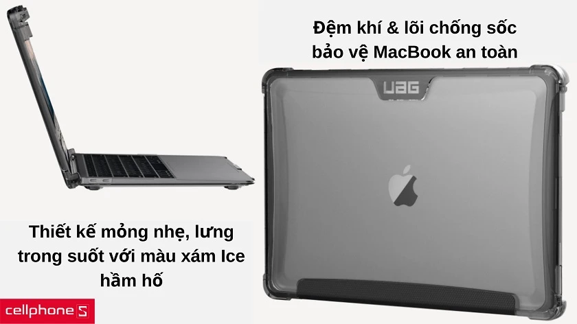 Thiết kế đệm khí & lõi chống sốc bền bỉ, với màu xám Ice trong suốt bắt mắt