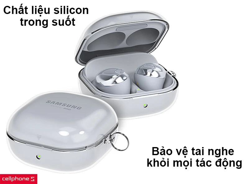 Bao da silicon Samsung Galaxy Buds Live/Buds Pro/Buds 2 Araree Nukin L Clear