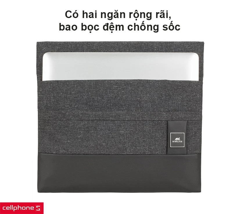 Có hai ngăn rộng rãi, bao bọc đệm chống sốc