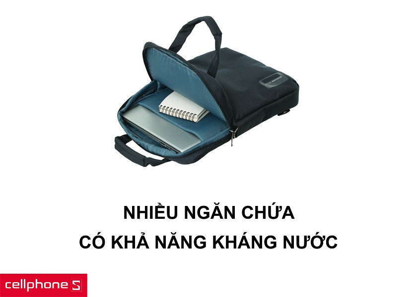Túi xách sở hữu nhiều ngăn chứa tiện dụng, đa dạng và có khả năng kháng nước