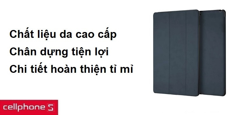 Chất liệu da cao cấp, chân dựng tiện lợi
