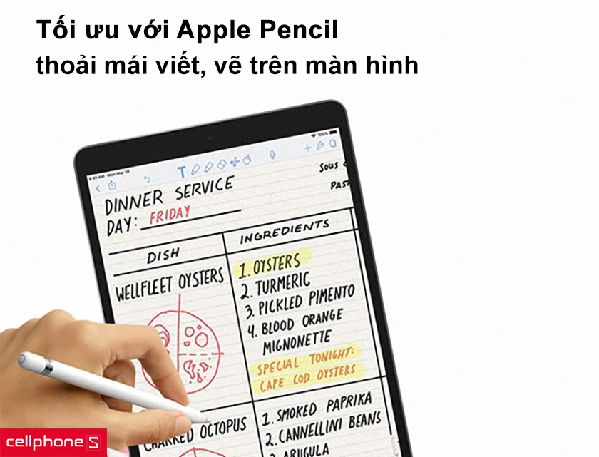 Tối ưu với Apple Pencil, khả năng chống chói, chống vân tay