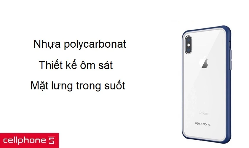 Chất liệu nhựa polycarbonat cứng cáp, mặt lưng trong suốt