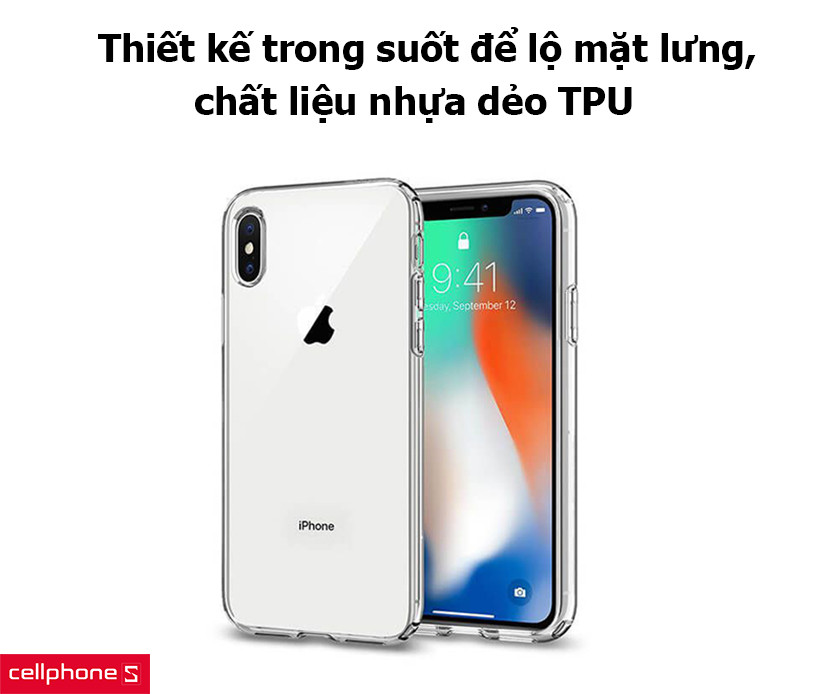 Thiết kế trong suốt, chất liệu nhựa dẻo TPU