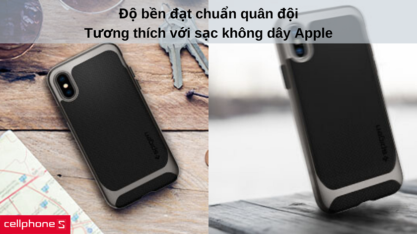 Độ bền bỉ đạt chuẩn quân đội luôn giữ cho iPhone X an toàn, tương thích với sạc không dây