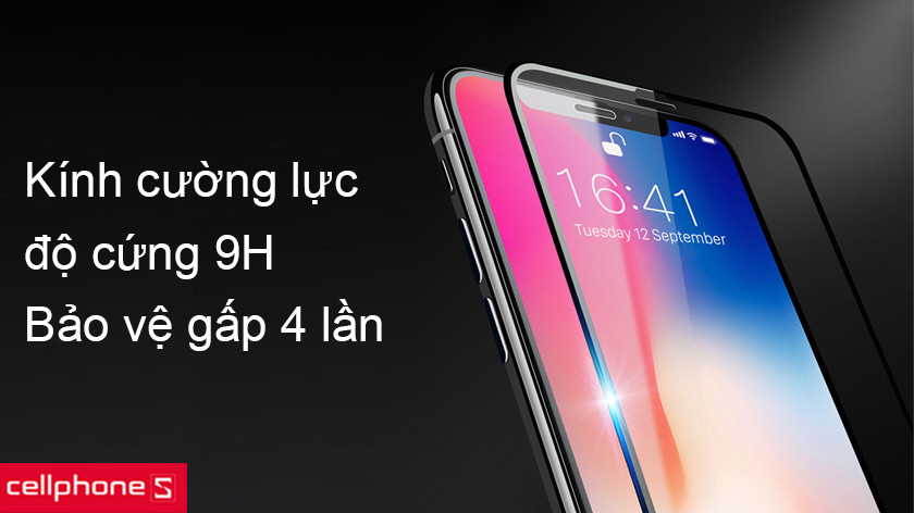 Chất liệu kính cường lực 9H giúp chống va đập và chống trầy xước cho màn hình