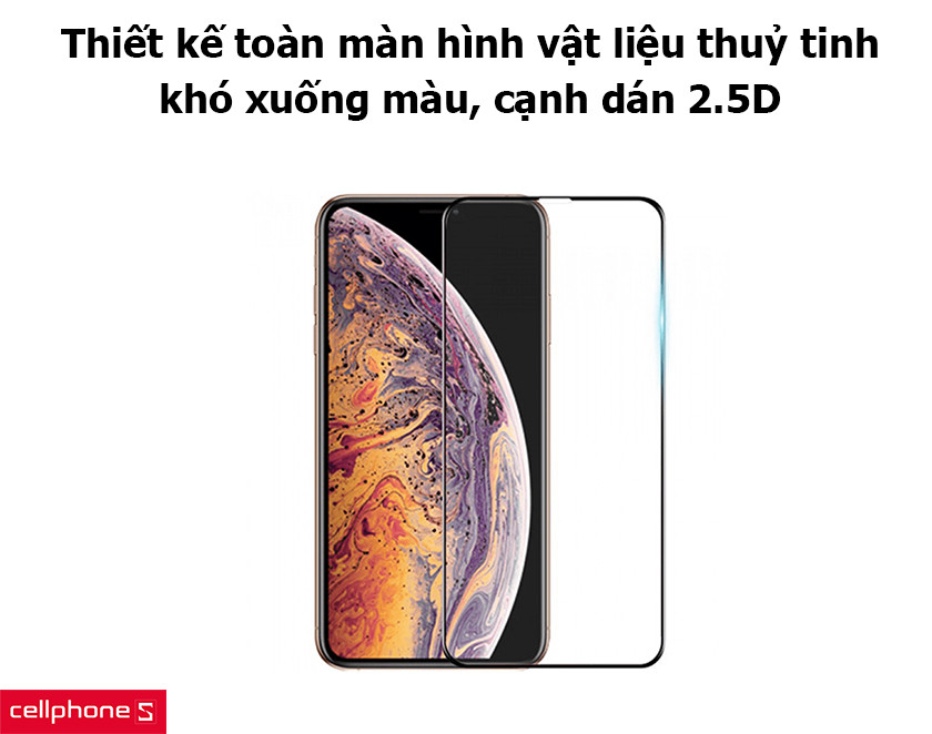 Thiết kế toàn màn hình vật liệu thủy tinh cao cấp khó xuống màu, cạnh dán 2.5D