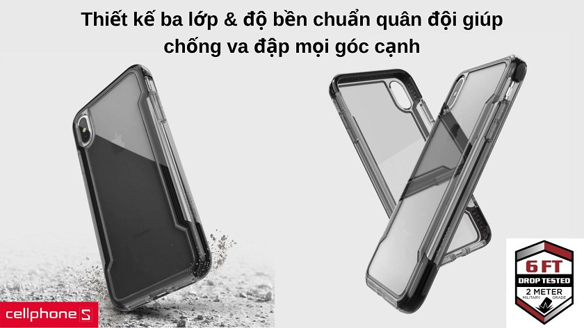 Chống va đập hiệu quả với thiết kế ba lớp cùng chứng nhận tiêu chuẩn quân đội