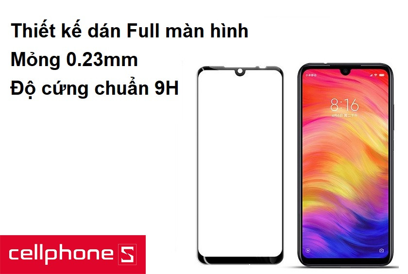 Thiết kế dán Full màn hình, mỏng 0.23mm