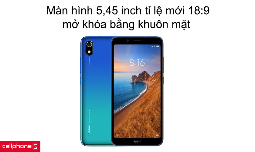 Màn hình 5,45 inch tỉ lệ mới 18:9, mở khóa bằng khuôn mặt
