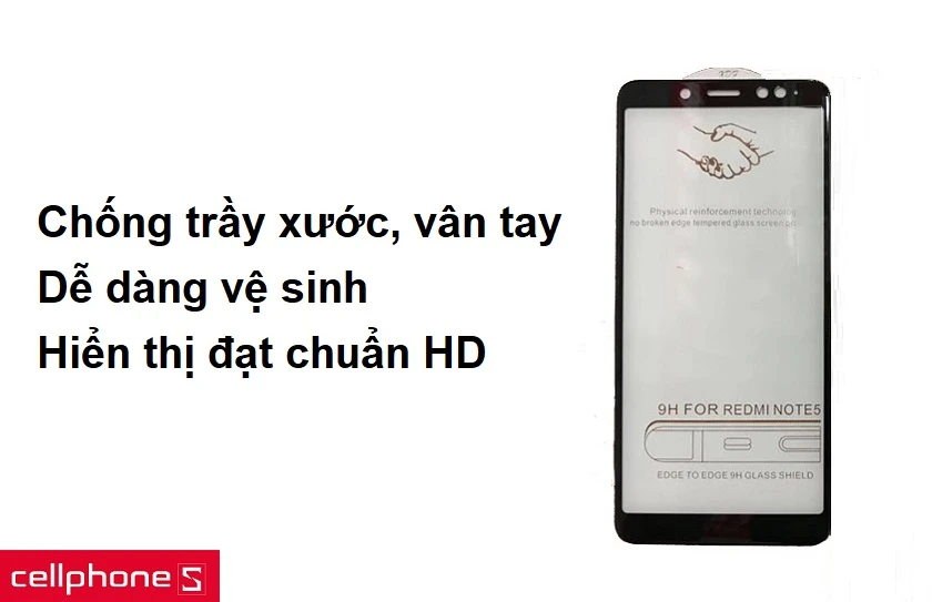 Thiết kế dán full màn hình, độ cứng chuẩn 9H