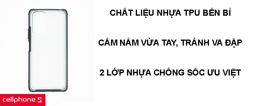 Chất liệu TPU cao cấp, 2 lớp nhựa chống sốc ưu việt