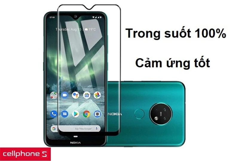 Thiết kế trong suốt 100% giúp hiển thị sắc nét và không ảnh hưởng cảm ứng