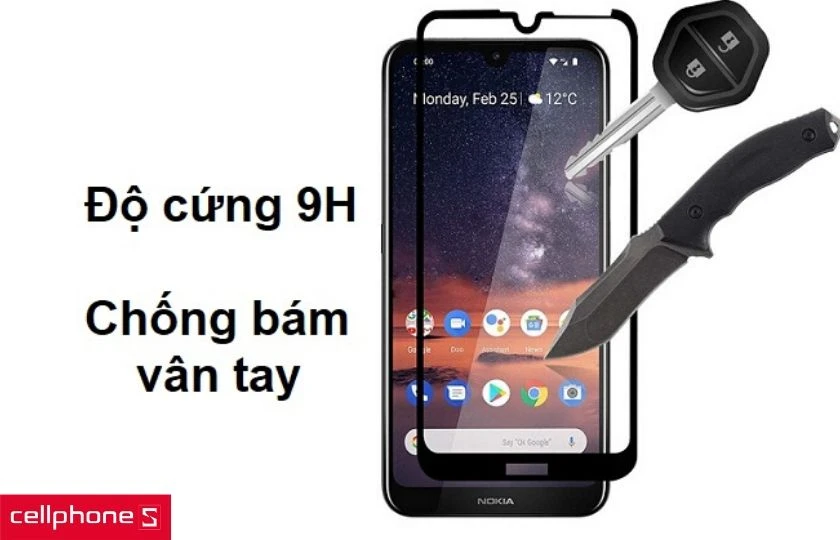Độ cứng đạt 9H chống trầy xước và va đập tốt cùng khả năng hạn chế bám vân tay