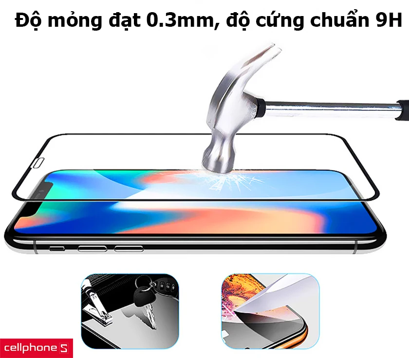 Độ mỏng đạt 0.3mm, độ cứng chuẩn 9H