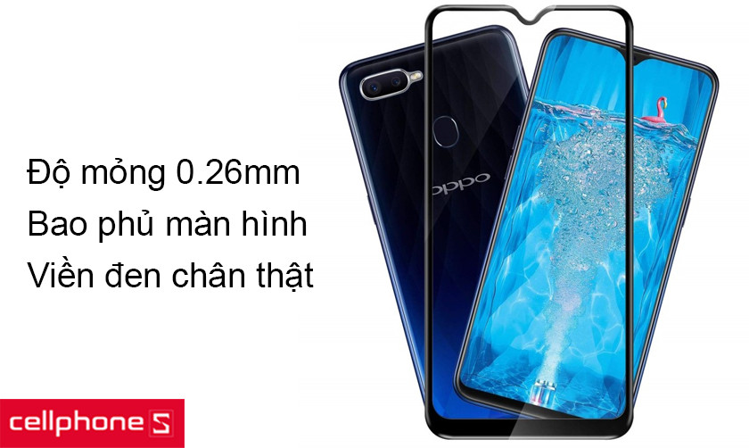 Thiết kế bao phủ màn hình với viền đen, độ mỏng 0.26mm, chuẩn xác từng đường nét