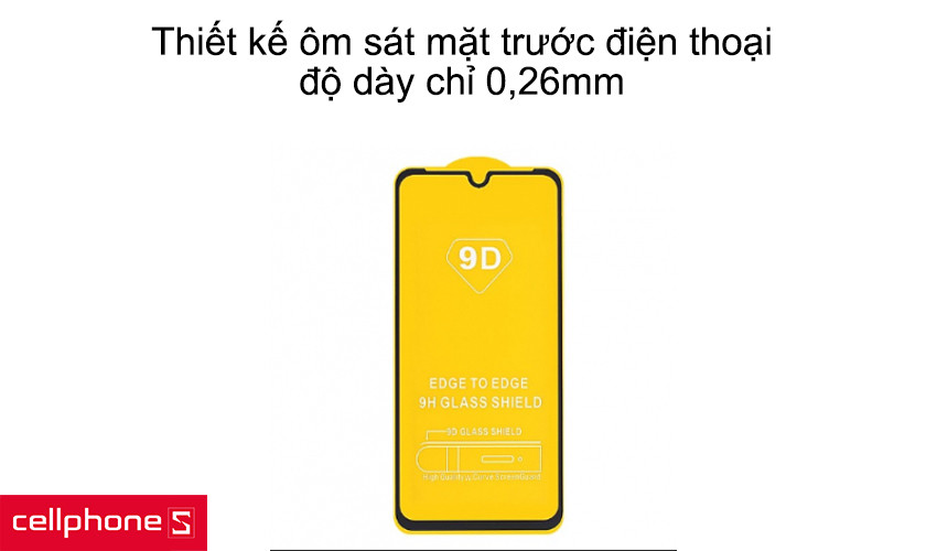 Thiết kế ôm sát mặt trước điện thoại, độ dày chỉ 0,26mm