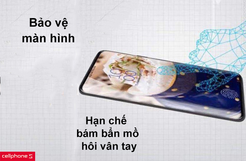 Bảo vệ màn hình hiệu quả, hạn chế bám bẩn mồ hôi vân tay
