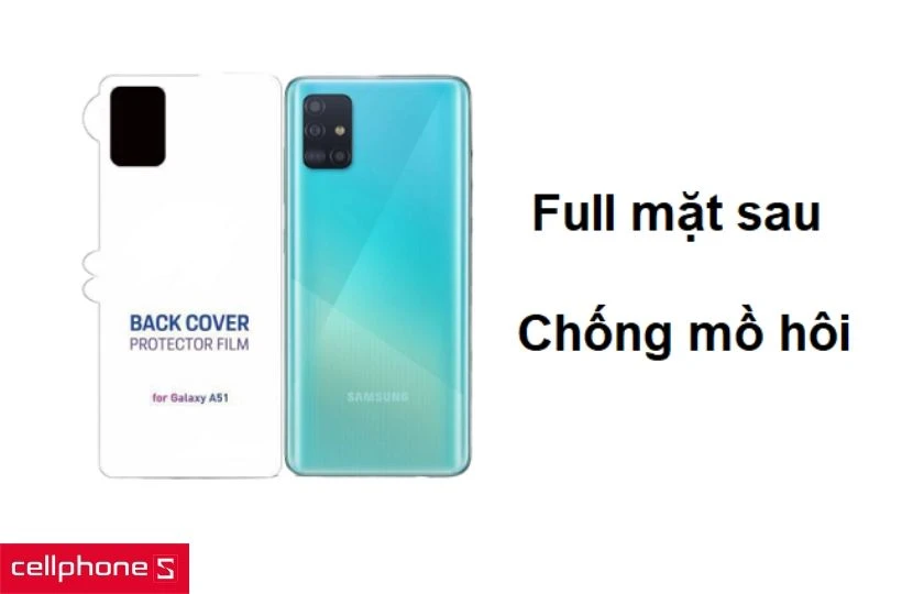 Thiết kế dán full mặt sau giúp bảo vệ cả viền điện thoại và chống mồ hôi tốt