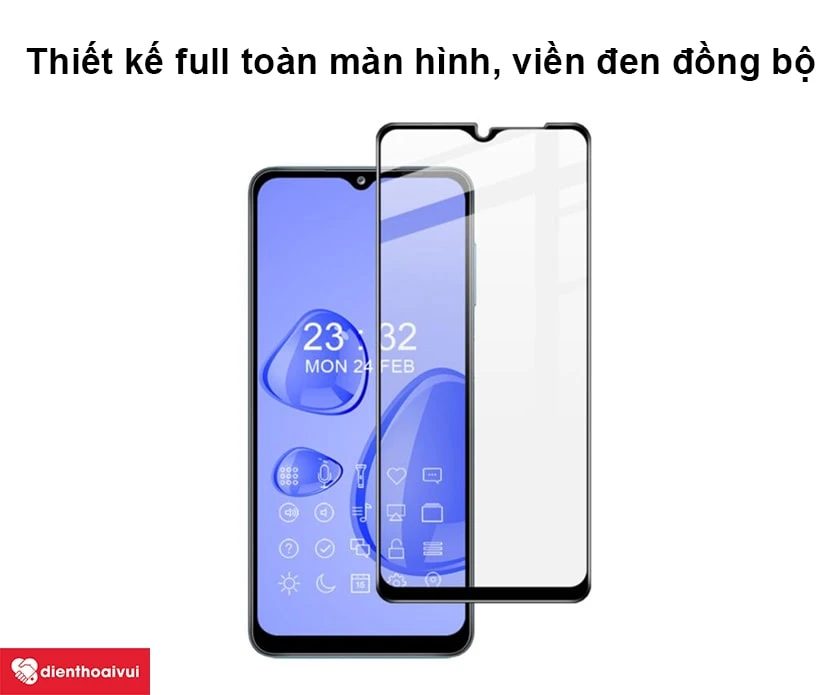 Thiết kế full toàn màn hình, viền đen đồng bộ