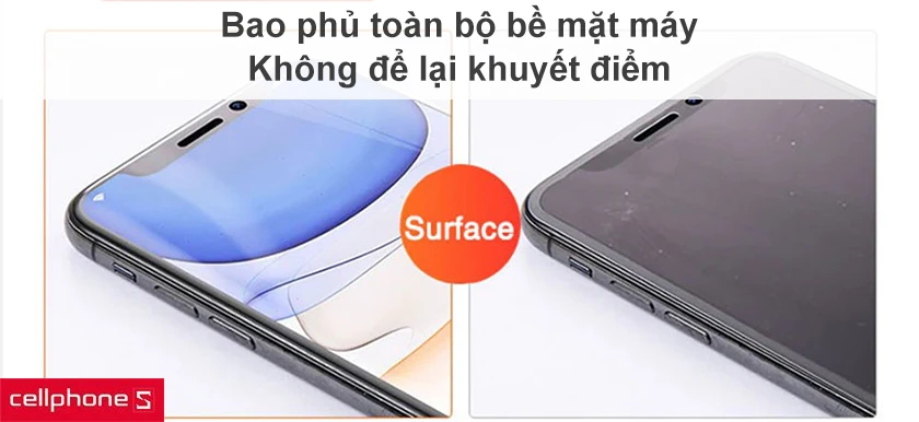 Bao phủ toàn bộ bề mặt máy, không để lại khuyết điểm