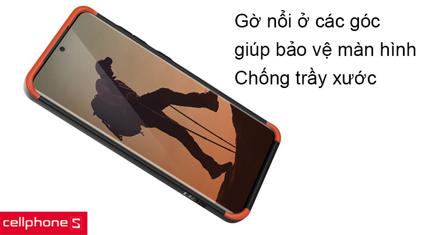 Gờ nổi ở các góc bảo vệ màn hình và cấu trúc ôm gọn camera sau bảo vệ hoàn hảo